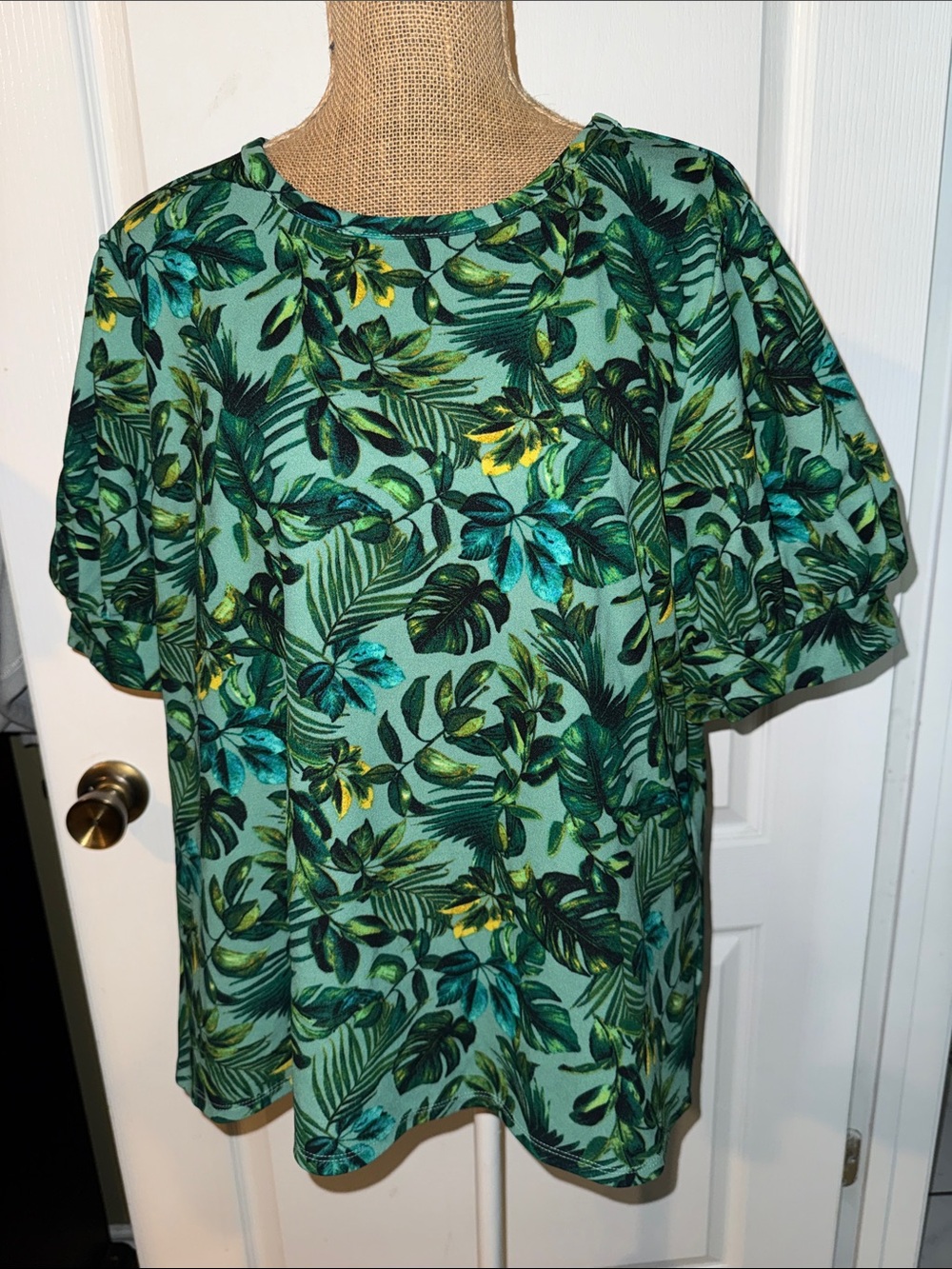 Worthington Green Tropical Leaf Print Blouse